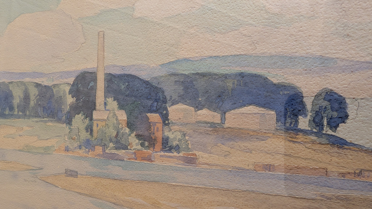 GNNorwell "Mill Across the River" Framed Original Watercolour