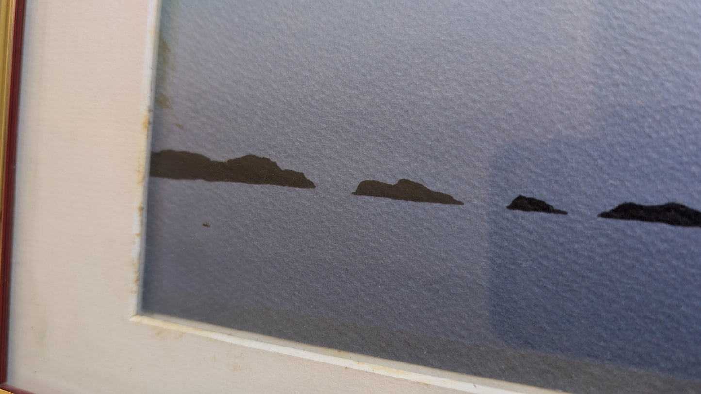 Aquarelle originale signée HSin d'un port tranquille
