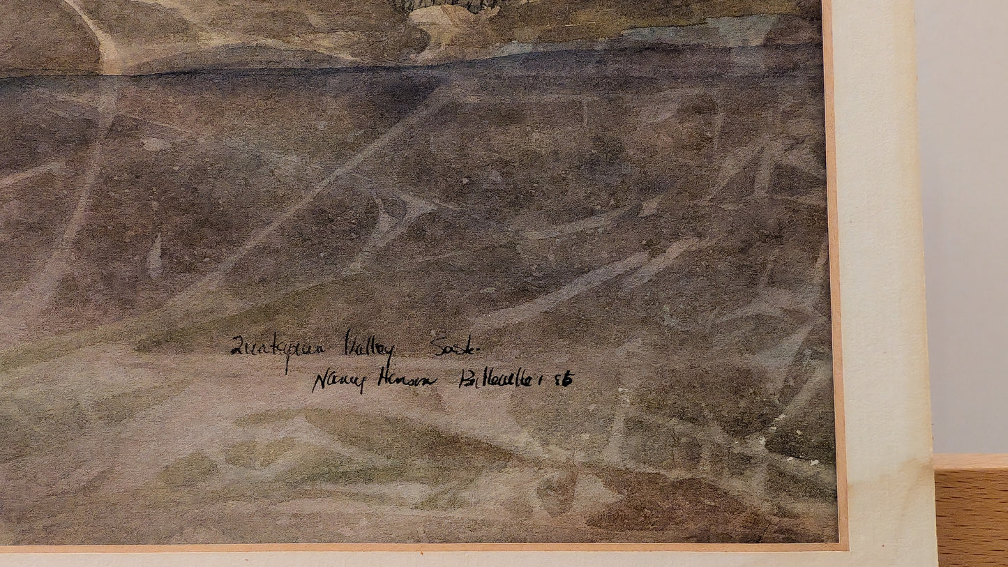 Aquarelle originale signée de NHensen « Quatapwa Valley Sasaketchewan »